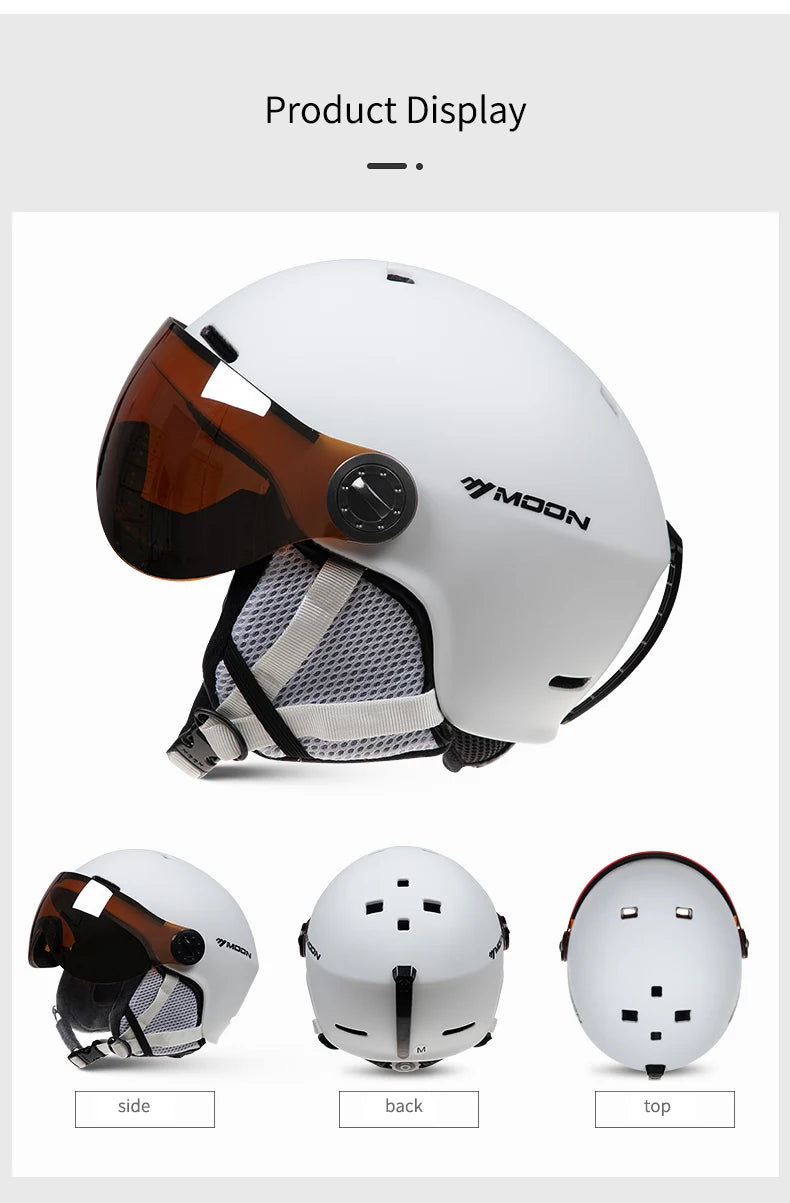 Motorcycle Helmet CE/ASTM Certified One-Piece PC+EPS Helmet with Goggles, Suitable for Skiing, Snowboarding, Outdoor Sports