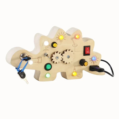 Montessori Busy Board Sensory Toys Wooden with LED Light Switch Control Board Travel Activities Children Games for 2-4 Years Old