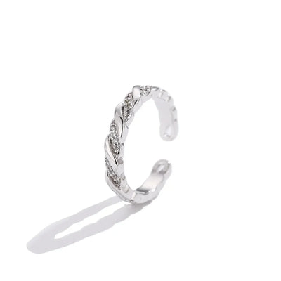 Luxury W Letter Ring - Gold Plated with Row Diamonds, Elegant Adjustable Statement Piece, Dainty Feminine Jewelry