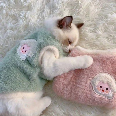 Cats Clothes Plush Garment for Cats Warm Apparels Winter Products Clothing Dog´s Sweater Vests Cooling Pet Kittens Kitten Stuff