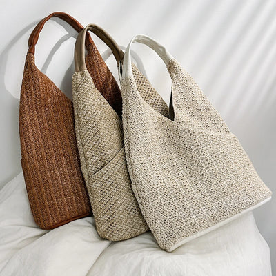 Fashion Straw Bag Designer Shoulder Bag Women Tote Summer Beach Vacation Bag Bohemian Shopping Pocket Crossover Sacos De Ombro
