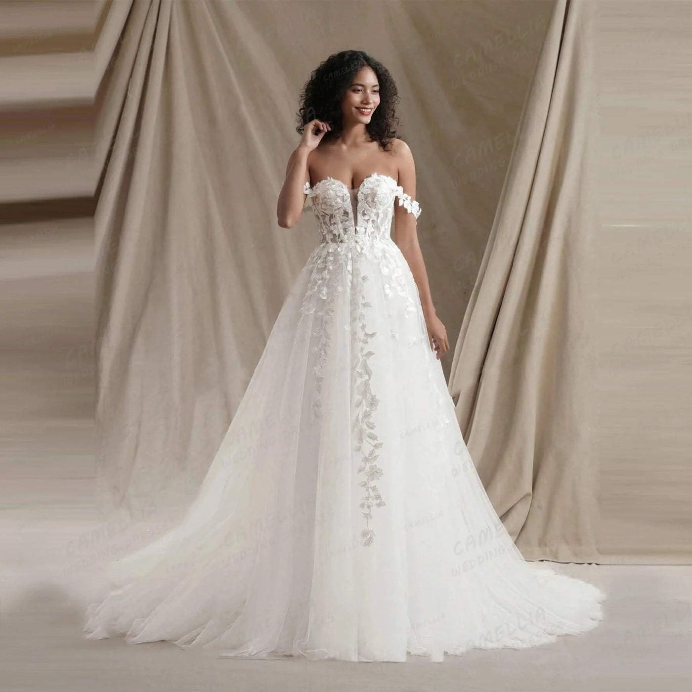 Wedding Dresses Women's A Line Off Shoulder Bridal Gown