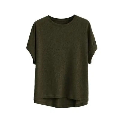Summer Women Cotton Linen T-shirt Round Neck Thin Short-sleeved Transparent Loose Bottoming T-shirts Tops