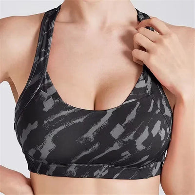Women Breathable Sports Bras Absorb Sweat Shockproof Padded Gym Running Fitness Yoga Bra Underwear Filled Push Up Brassiere
