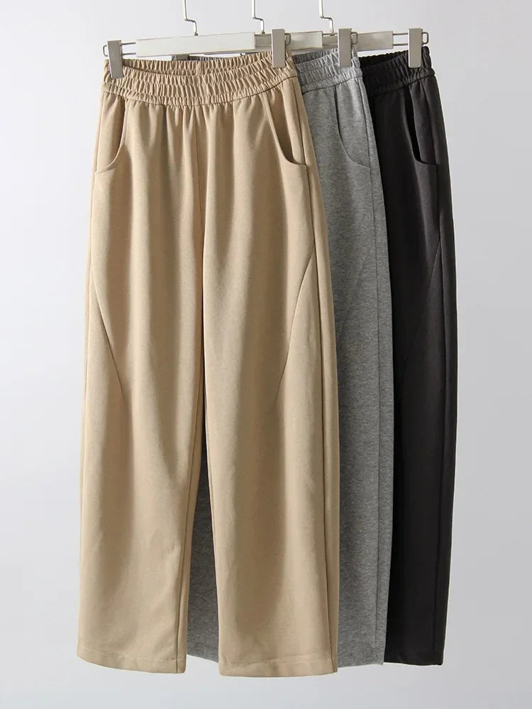 Women Straight Sweatpants Baggy Loose Dark Grey Long Pants Female Casual Sports Trousers High Waist Sweatpants For Women Joggers