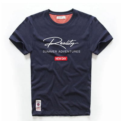 Men's T-shirt Cotton White Blue T Shirt Men Autumn Summer Causal O-neck Basic Tshirt Male High Quality Classical Tops Designer