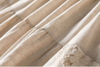 Vintage Chic Embroidery Linen Cotton Long Skirts Women Summer Elastic High Waist Pleated Maxi Skirt Female Elegant A-Line Skirt