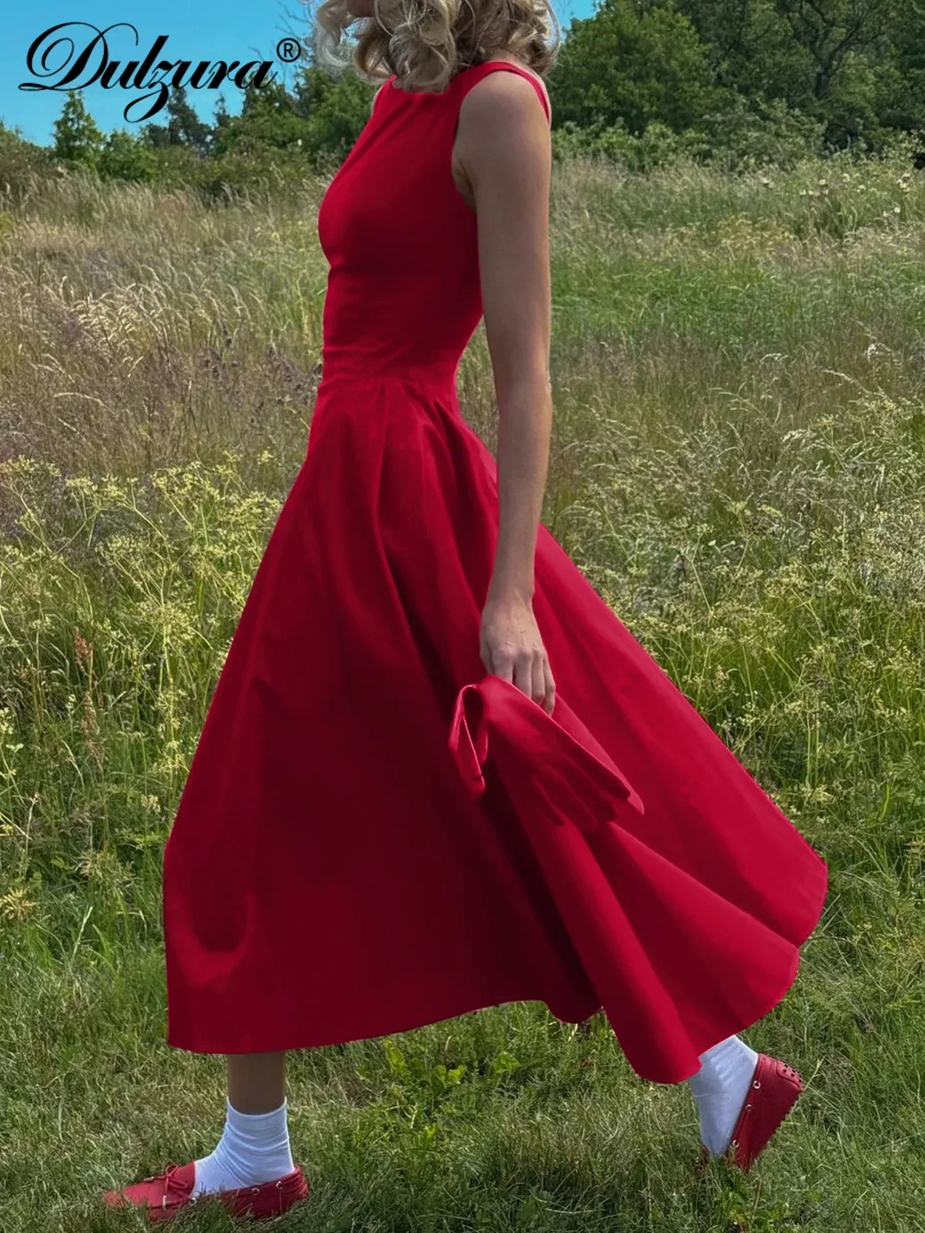 Dulzura Sexy Elegant Midi Dress Backless Solid Ruched Women Luxury Dresses Lady Evening Party Birthday Club Summer Y2K Clothes