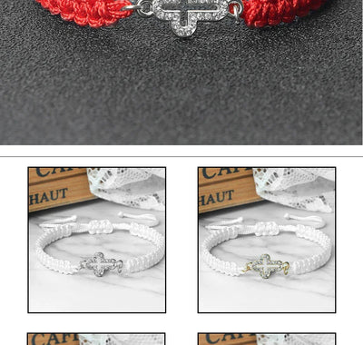 High Quality Crystal Hollow Cross Braided Bracelet Prayer Healing Bangle&Pulsera Chain Women Yoga Jewelry Gift