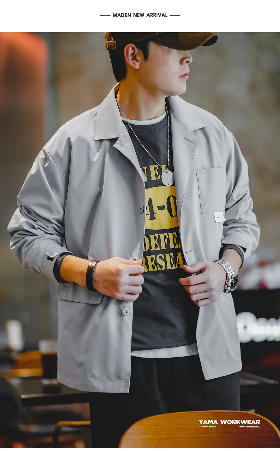 Maden Mountain Style Outdoor Multi-Pocket Suit Jacket Cityboy Flat Lapel Casual Versatile Coat Men's Blazer Spring And Autumn