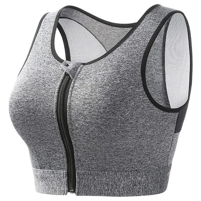 Plus Size Sports Bra for Women High-Strength Shock-Absorbing Gathering Top Running Zipper No Steel Bracket Underwear Yoga Vest
