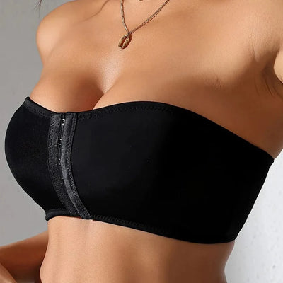 Women's Front Closure Strapless Bra Wireless Tube Bralette Seamless Invisible Bandeau Bras No Padding Daily Bra