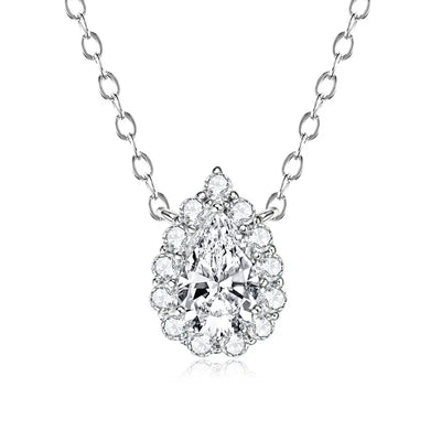 S925 Teardrop Necklace 1.0CT Pear Cut D Moissanite Pendant Necklaces for Women 925 Silver Adjustable Chain GRA Certified Jewelry