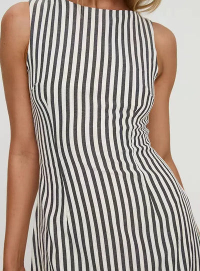 Summer New Dresses For Women Casual Fashion Striped Print Dress Crew Neck Sleeveless Vestido Mujer Dress Elegante Women Clothing