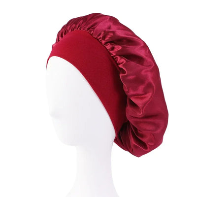 Satin Wide Brim Nightcap Shower Caps Silk Bonnet Elastic Soft Band Styling Cap Soft Silk Sleep Cap Bathroom Products