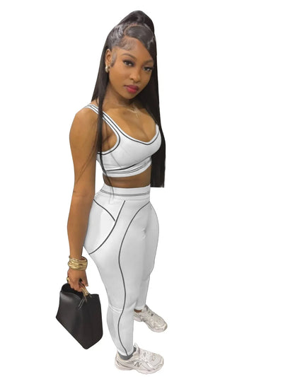 Women Activewear Summer Fitness Gym Yoga Sets Two Piece Set Bra Crop Top And High Waist Leggings Sportswear Training Workout Set
