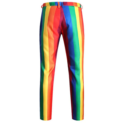 Men's Blazers Sets Rainbow Striped Print Blazers Jacket+Pants+Vest Man three Pieces Sets Prom Party Stage Singer Dancer Costumes