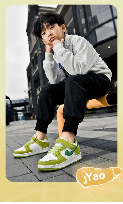 Boys' sports shoes 2025 new leather-covered waterproof children's casual shoes primary school trend non-slip board shoes