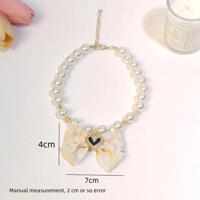 Pet pearl necklace, cat collar cat neck accessories Cat bib Pet dog small accessories neck jewelry, Valentine's Day New Year fur