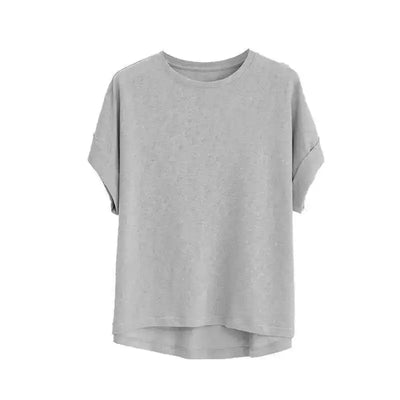 Summer Women Cotton Linen T-shirt Round Neck Thin Short-sleeved Transparent Loose Bottoming T-shirts Tops
