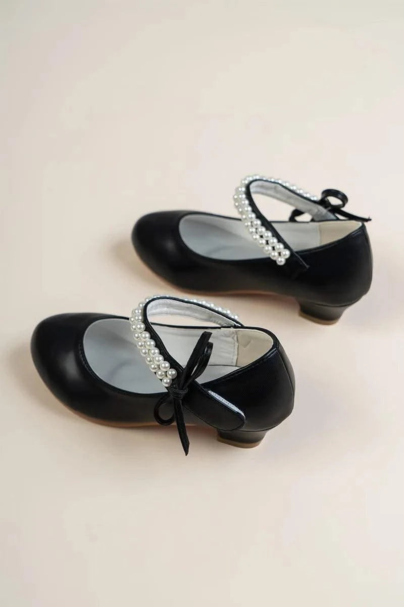 Pearl Crystal Princess Leather Shoes| High Heel Shoes For Kids, Girls, Teen Party | Wedding | Formal Sandals