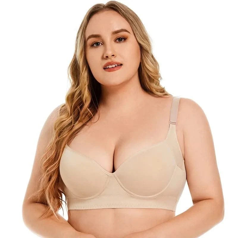 Women Full Coverage Push Up Bra Underwire Sculpting Uplift Shapewear Deep Cup T Shirt Bra Hide Back Fat Smoothing Brassiere