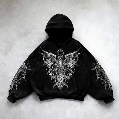 High Street Y2K Zipper Hoodie Graphic Print Rock Gothic Zip Up Hooded Sweatshirt Harajukus Streetwear Vintage Pullover hoodies