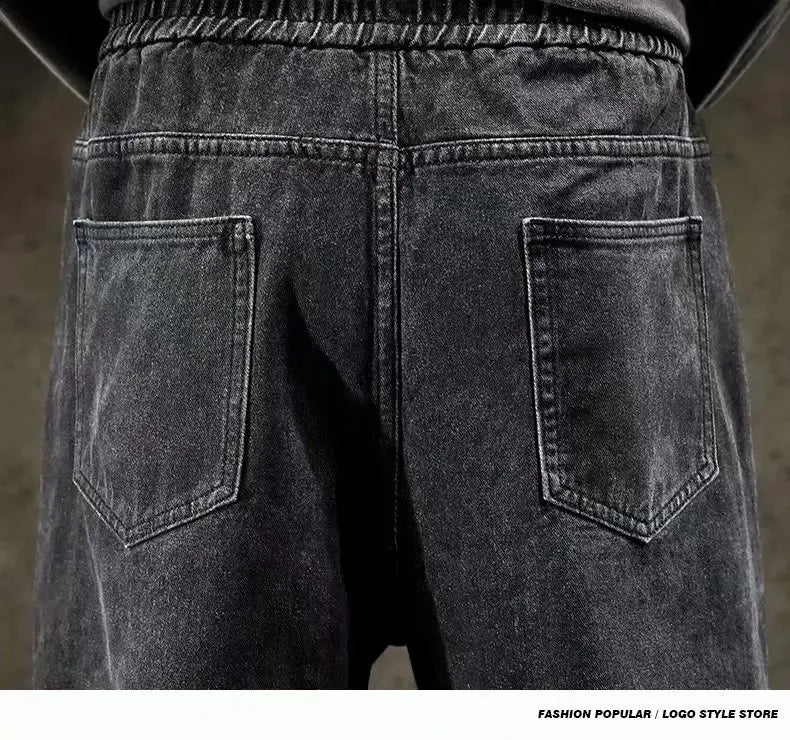 Spring Designer Fashion Men Jeans Retro Black Gray Vintage Casual Denim Harem Pants Ripped Jeans Men Wide Leg Taper Men Jeans