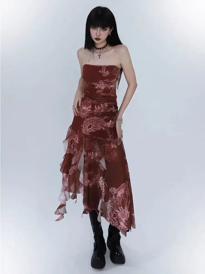 Sexy Dresses for Women 2025 Vestidos De Mujer Tunic Print Sleeveless Backless Robe Femme Fashion Summer Irregular Chiffon Dress