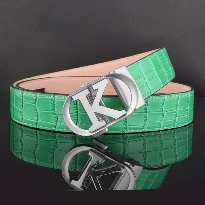 Men Fashion K Letter High quality Genuine Leather  Designer Belts | Male Waist Strap