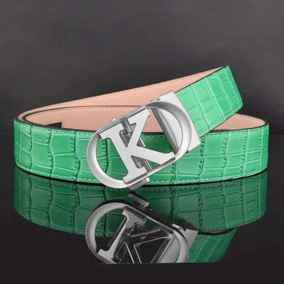 Men Fashion K Letter High quality Genuine Leather  Designer Belts | Male Waist Strap