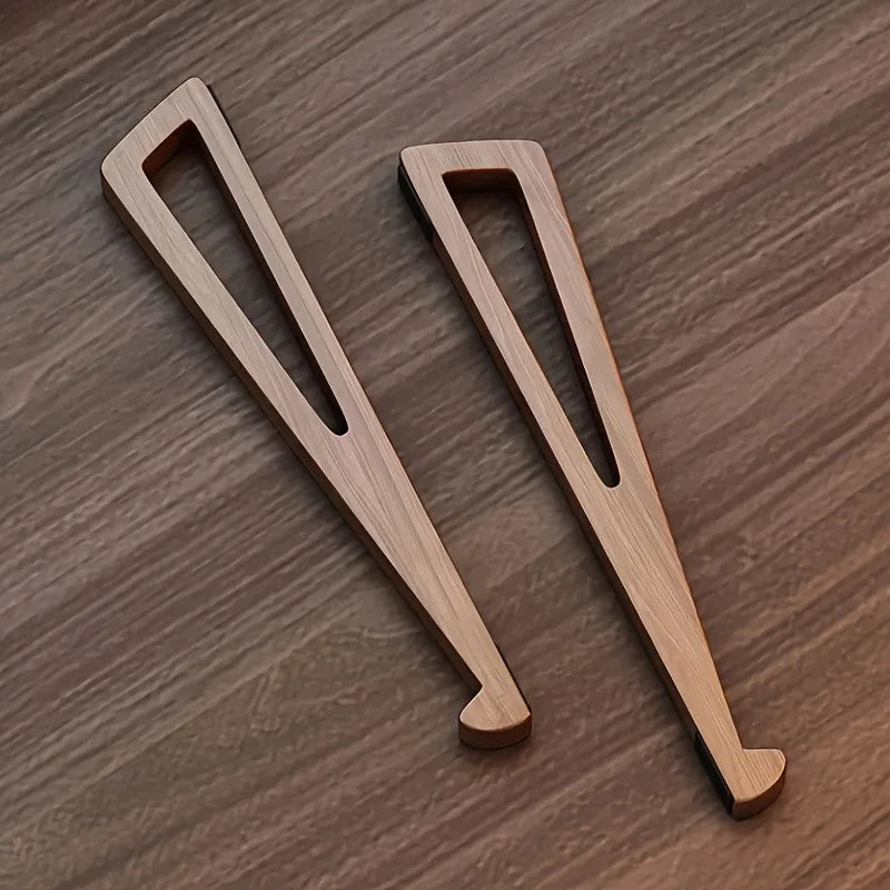 1 Set Foldable Wooden Laptop Stand - Adjustable Ergonomic 12° Angle with Cooling Design for Notebook Tablet
