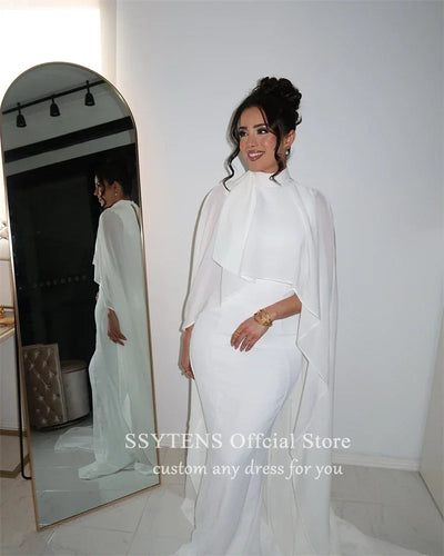 SSYTENS Modern High Neck Wedding Dress For Women Saudi Long Custom Occasions Bridal Gowns Dubai Elegant Women Sheath Bride Dress