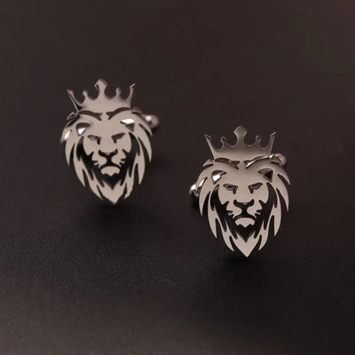1Pair  Stainless Steel Cufflinks Men  Cuff ButtonLion Eagle Cross Sikh Symbol  For Wedding Shirt Badge Pin Business Shirt Cuffli