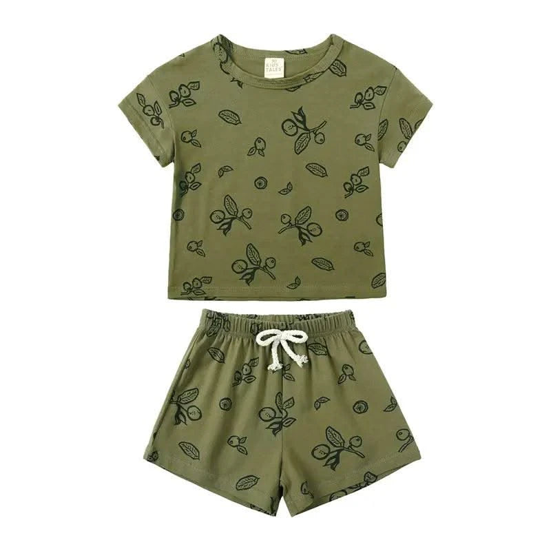 Summer Kids Clothes Boys Outfit Set Cartoon Print Cotton Short Sleeve Tops Shorts 2 Pcs Fashion Children Clothing 1-3 Years