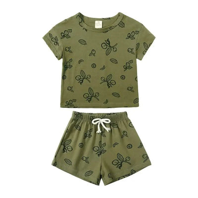 Summer Kids Clothes Boys Outfit Set Cartoon Print Cotton Short Sleeve Tops Shorts 2 Pcs Fashion Children Clothing 1-3 Years
