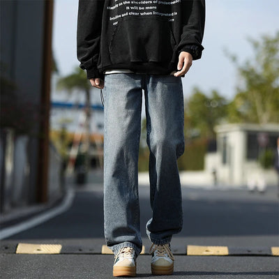 2025 New Men's Baggy Casual Jeans Male High Street Straight Leg Denim Pants American Classic Retro Autumn Casual Long Trousers