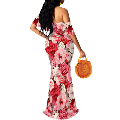 Women's 2025 Summer Trendy Dress Floral Strappy Backless Maxi Dresses Sexy Bodycon Evening Party Long Dress