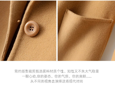 2023 New Women's Coat Pure Wool Plaids and Tweedst Fashion Camel Women's Coat Elegant Trench Coat