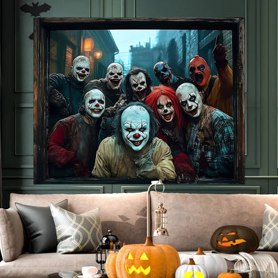 Halloween Decorations Halloween Wall Decor Halloween Scary Clown Banner Creepy Clown Wall Art for Living Room Bedroom Office