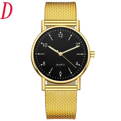 Women'S High-End Quartz Watch Casual Non-Waterproof Stainless Steel Luminous Dial Leather Steel Ladies Watch Luxury Fashion