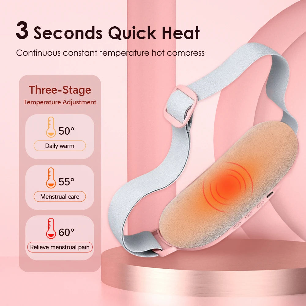 Electric Heating Pad Menstrual Cramp Massager Belt Women Period Care Hot Compress Device Vibration Abdominal Ulter Warmer Belt