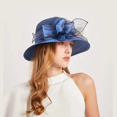 Summer Women Organza flower mesh sunshade hat