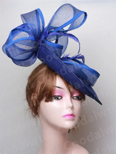 Royal Ascot Red Hair Fascinator Veils Hat Women Church Wedding Fascinaors Hat Headband Feather Derby Headpiece Ladies Chapeau