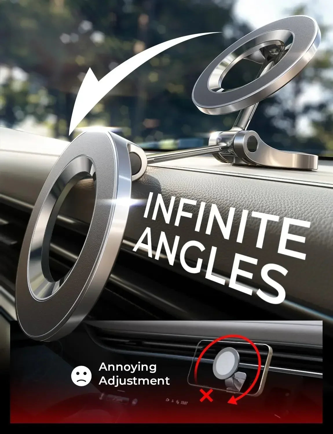 LISEN for MagSafe Car Mount 360° Rotation Magnetic Phone Holder for Car for IPhone 15 14 13 12 Pro Max Plus Mini MagSafe Cases