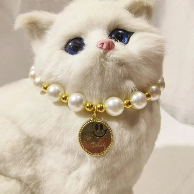 Pet Collar Adjustable Pearl Cat Collars Cute Rose Flower Kitten Puppy Necklace Pet Product Cat Dog Accessories