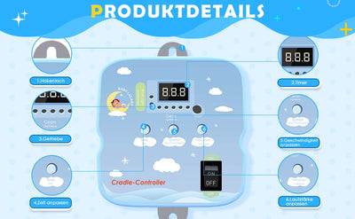 Babyschaukel-Controller Electric Baby Swing Controller,2 Spring,Remote Control, Motor Spring Bracket, Adjustable Timer, No Noise