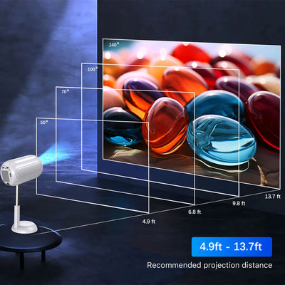 Portable Mini  Android Projector Support 4K  1080p Integrated 90°Adjustable Stand Hight Adjustment WiFi Bluetooth  ,Model:TS6