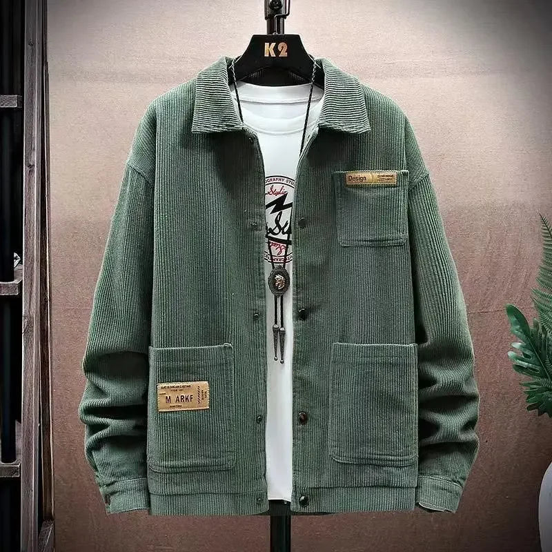 Man Suits and Blazers Black Corduroy Jacket for Men Single Breasted Fashion 2024 Elegant Coats Classic Casual High Quality New