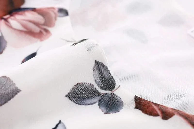 Summer Floral Print Dress For Women New Sleeveless Round Neck Dress Ruffled Short Sleeve Chiffon Print Short Dress For Women